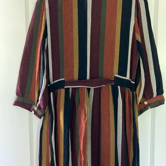 NWT ZARA LONG STRIPED DRESS WITH BUTTONS (L) - Picture 7 of 11